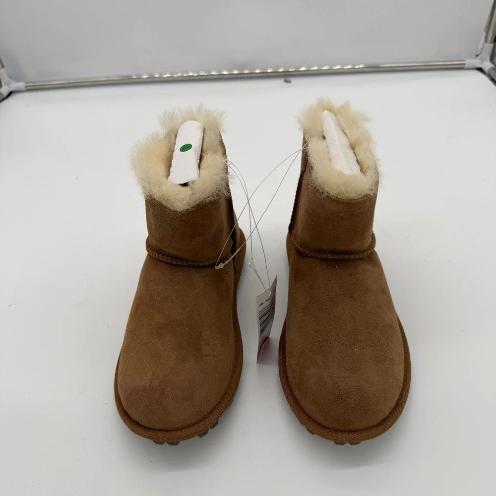 Kirkland Signature Kids Shearling Boots Chestnut Brown Suede Size 2 NEW